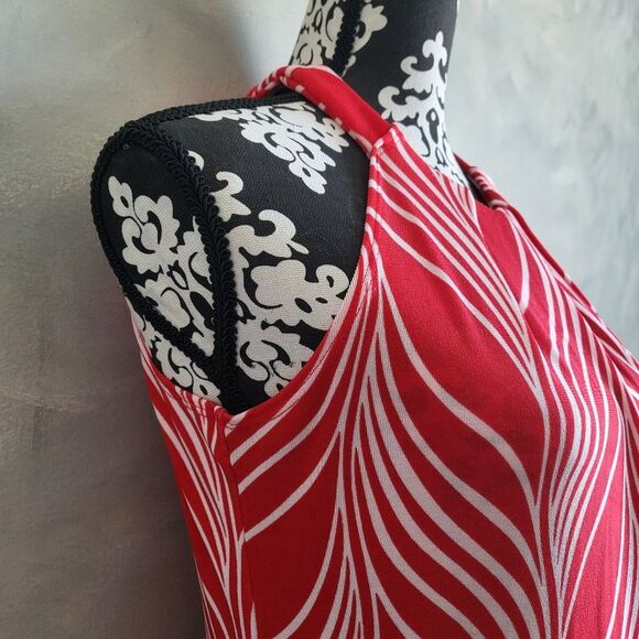 Chicos Travelers Classic Graceful Lines Printed Halter Maxi Dress Chinese Red 0 - Picture 12 of 13